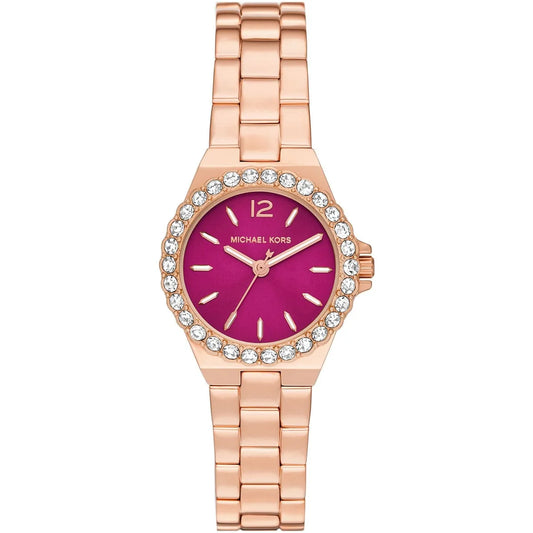 Michael Kors Lennox MK7396 Rose Gold Watch with Vibrant Fuchsia Dial