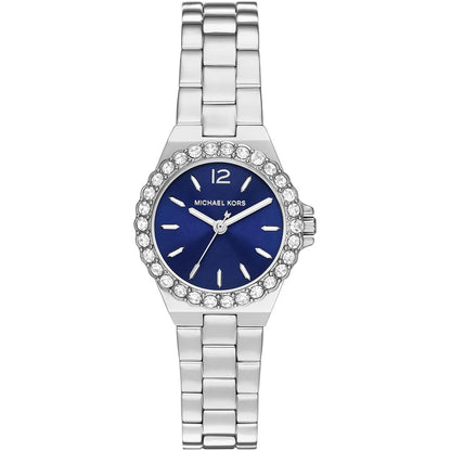 Michael Kors Lennox MK7397 Silver Watch with Navy Blue Dial and Crystal Bezel