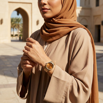 Michael Kors Petite Lexington MK7578 Gold Tone Tiger's Eye Dial Watch