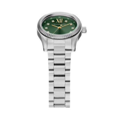 Michael Kors Petite Lexington MK7580 Silver Tone Brushed Green Dial Watch