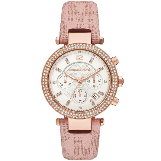 Michael Kors Parker MK6935 Rose Gold & Pink Logo Watch
