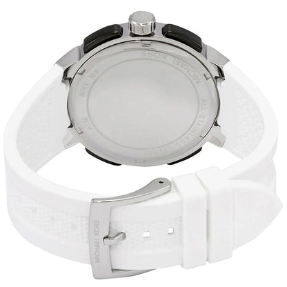 Michael Kors Sidney MK6947 Silver-Tone Black Dial White Rubber Women's Watch
