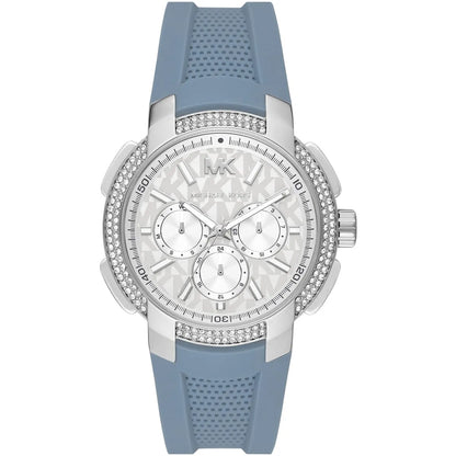 Michael Kors Sidney MK7220 Silver-Tone Crystal Blue Rubber Strap Women's Watch