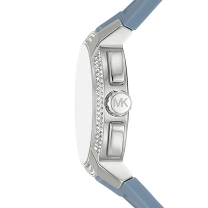 Michael Kors Sidney MK7220 Silver-Tone Crystal Blue Rubber Strap Women's Watch