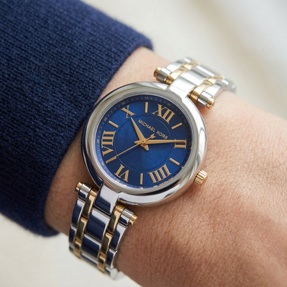Michael Kors Lennox MK01085 Two-Tone Silver & Gold Blue Mother of Pearl Women's Watch