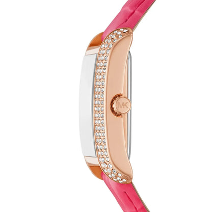 Michael Kors Emery MK2984 Rectangular Rose Gold Tone Pink Leather Women Watch