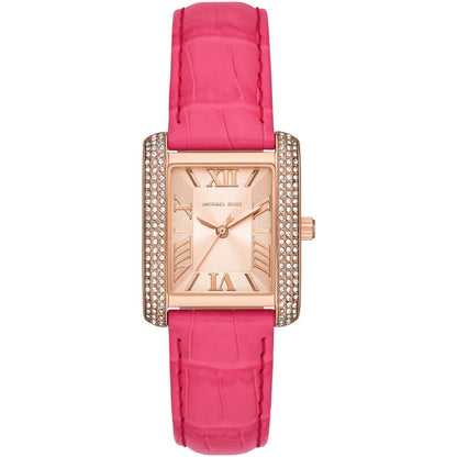 Michael Kors Emery MK2984 Rectangular Rose Gold Tone Pink Leather Women Watch