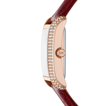 Michael Kors Emery MK4689 White Dial Red Leather Strap Women's Watch