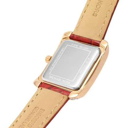 Michael Kors Emery MK4689 White Dial Red Leather Strap Women's Watch