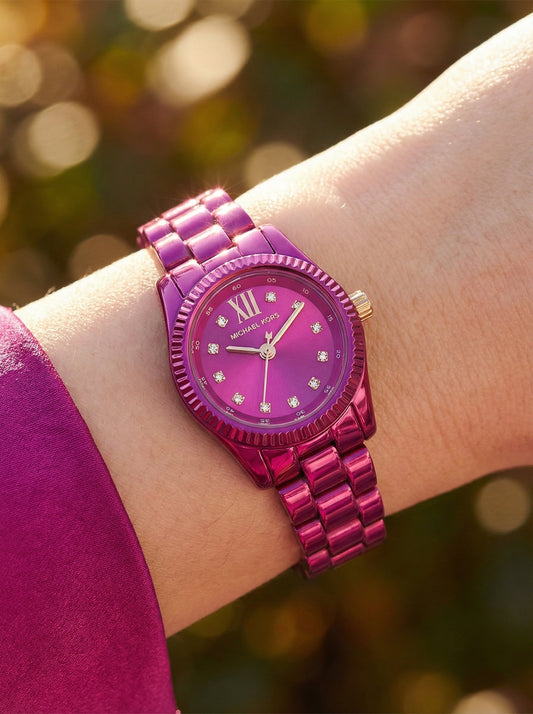 Michael Kors Petite Lexington MK4915LE Limited Edition Fuchsia Stainless Steel Women's Watch