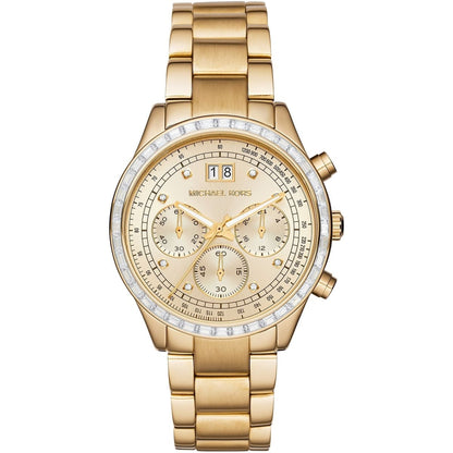 Michael Kors Brinkley MK6187 Women’s Gold Dial Gold-Tone Chronograph Watch