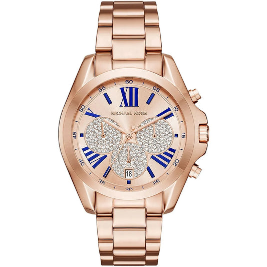 Michael Kors Bradshaw MK6321 Rose Gold-Tone Pavé Dial Blue Numerals Women's Watch