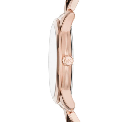 Michael Kors Runway MK6671 Rose Gold White Mother of Pearl Pyramid Link Women's Watch