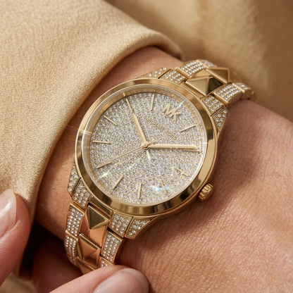 Michael Kors Runway Mercer MK6715 Gold-Tone Full Pavé Crystal Women's Watch