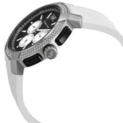 Michael Kors Sidney MK6947 Silver-Tone Black Dial White Rubber Women's Watch