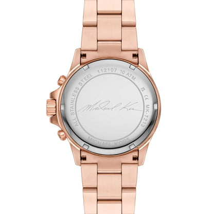 Michael Kors Everest MK7213 Rose Gold Tone Baguette Crystal Bezel Women's Watch
