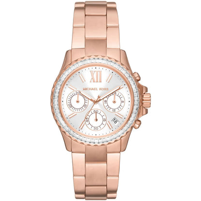 Michael Kors Everest MK7213 Rose Gold Tone Baguette Crystal Bezel Women's Watch