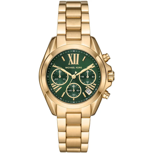 Michael Kors Bradshaw Women's Watch – Model MK7257 | Green Dial with Gold Stainless Steel Bracelet