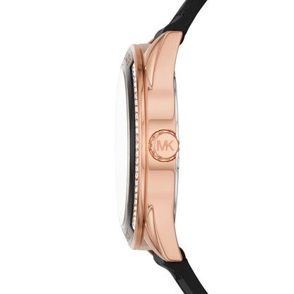 Michael Kors Jessa MK7266 Rose Gold Tone Black Dial Black Rubber Women's Watch