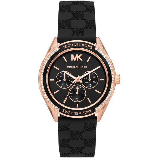 Michael Kors Jessa MK7266 Rose Gold Tone Black Dial Black Rubber Women's Watch