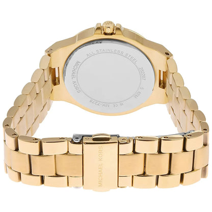 Michael Kors Lennox MK7278 Gold-Tone Watch with Crystal Bezel and Silver Dial