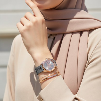 Michael Kors Janelle MK7314 Rose Gold Watch with Grey Silicone Strap