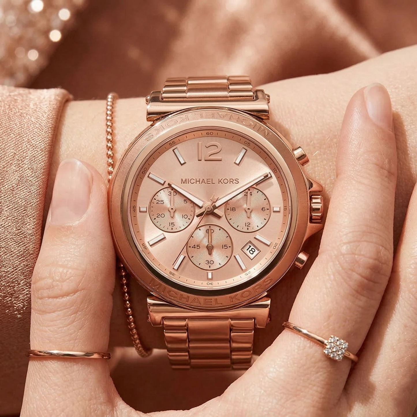 Michael Kors Maren MK7494 Rose Gold-Tone Chronograph Women's Watch