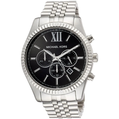 Michael Kors Lexington MK8602 Silver-Tone Black Dial Men's Watch