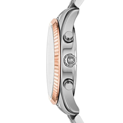 Michael Kors Lexington MK8689 Silver Case Rose Gold Bezel Blue Dial Men's Watch