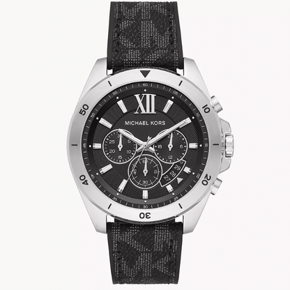 Michael Kors Brecken MK8850 Silver Case Black Dial Black Rubber Men's Watch