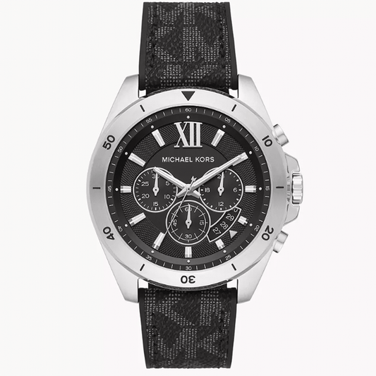 Michael Kors Brecken MK8850 Silver Case Black Dial Black Rubber Men's Watch