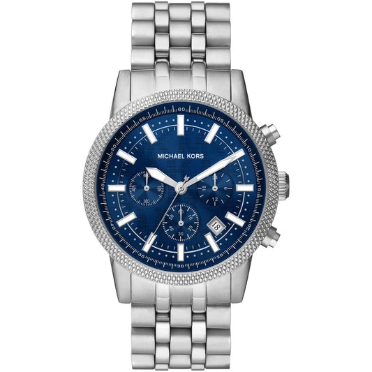 Michael Kors Hutton MK8952 Silver-Tone Blue Textured Dial Men's Watch