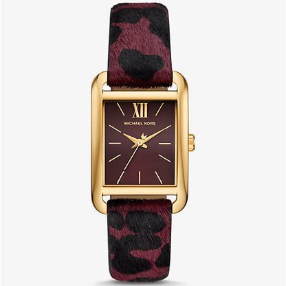 Michael Kors Emery MKo1116 Burgundy Dial Leopard Print Leather Strap Women's Watch