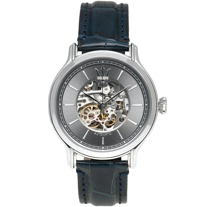 Maserati Epoca R8821118002 Gray Skeleton Automatic Blue Leather Men's Watch