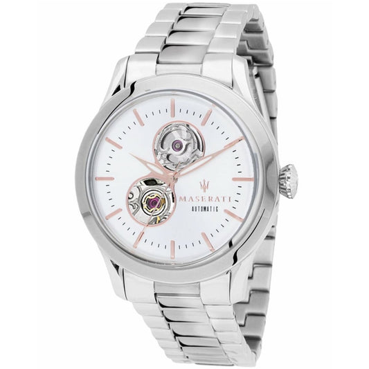 Maserati Tradizione R8823125001 Silver White Open Heart Automatic Men's Watch