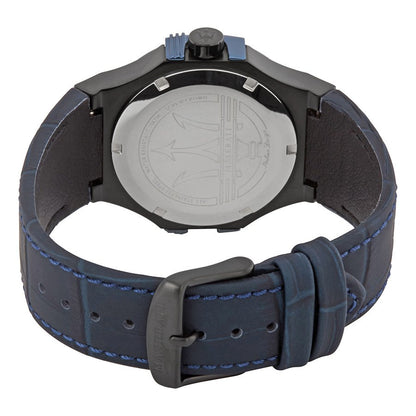 Maserati Potenza R8851108007 Blue Case Black Dial Leather Men's Watch