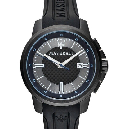 Maserati Sfida R8851123004 Black Carbon Fiber Dial Rubber Men's Watch