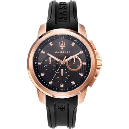 Maserati Sfida R8851123008 Rose Gold Black Dial Rubber Men's Watch