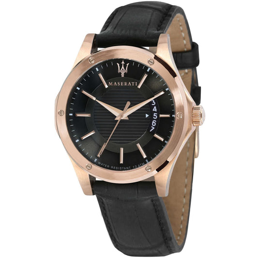 Maserati Circuito R8851127001 Rose Gold Black Dial Leather Men's Watch