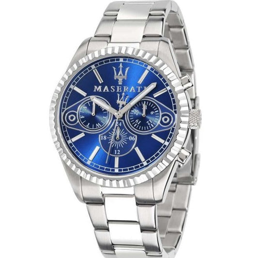 Maserati Competizione R8853100013 Silver Fluted Bezel Blue Dial Watch