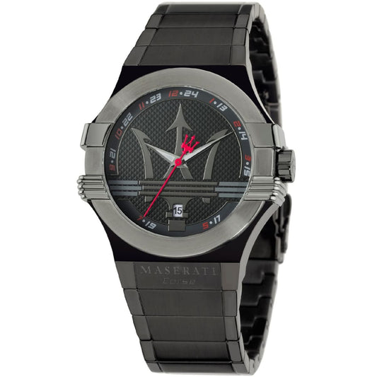 Maserati Potenza R8853108003 Men's Black Stainless Steel Big Logo Watch