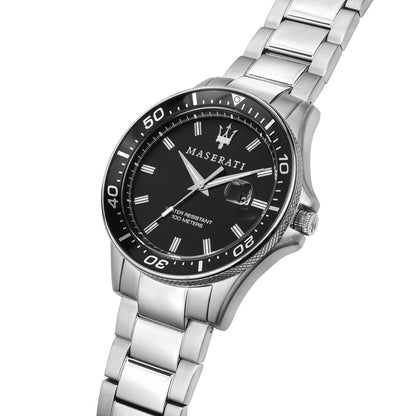 Maserati Sfida R8853140002 Silver Black Dial Diver Style Men's Watch