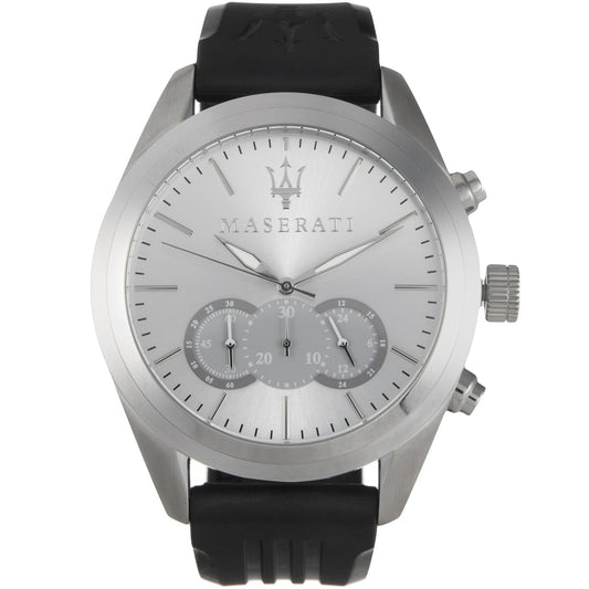 Maserati Traguardo R8871612012 Men's Silver Case Black Rubber Watch