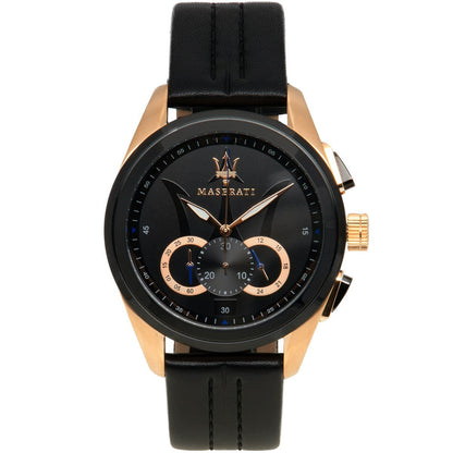 Maserati Traguardo R8871612025 Black Case & Leather Strap Chronograph Watch