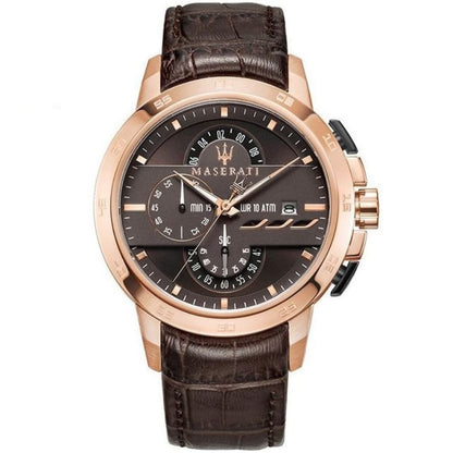 Maserati Ingegno R8871619001 Rose Gold Brown Leather Men's Watch