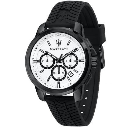 Maserati Successo R8871621010 Black Case White Dial Rubber Men's Watch