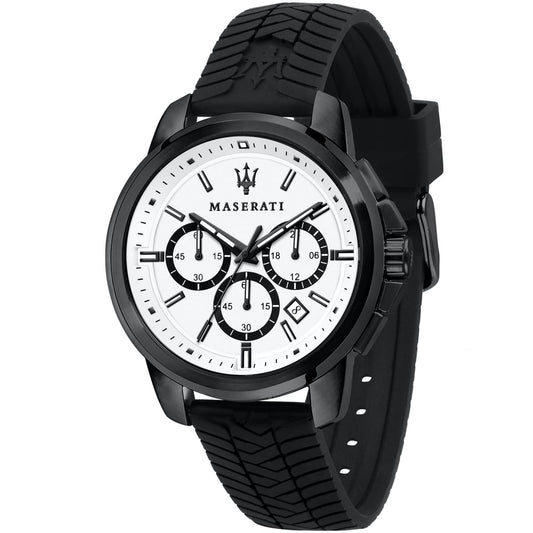 Maserati Successo R8871621010 Black Case White Dial Rubber Men's Watch