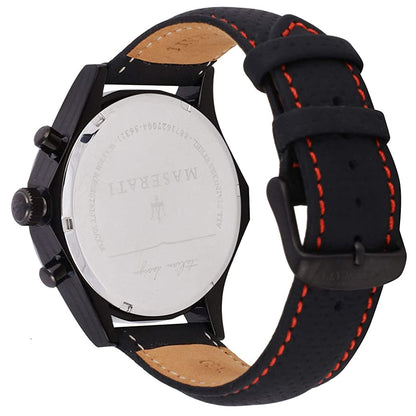 Maserati Circuito R8871627004 All Black Red Stitching Leather Men's Watch