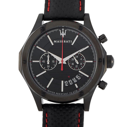 Maserati Circuito R8871627004 All Black Red Stitching Leather Men's Watch