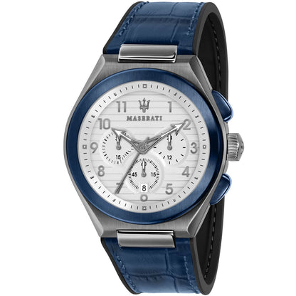 Maserati Triconic R8871639001 Grey & Blue White Dial Rubber Men's Watch